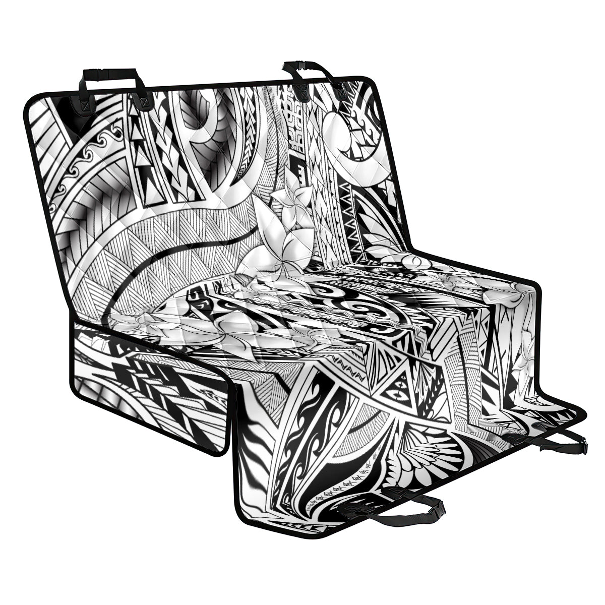 Polynesia Back Car Seat Cover Tribal Polynesian Spirit With White Pacific Flowers LT9 - Wonder Print Shop