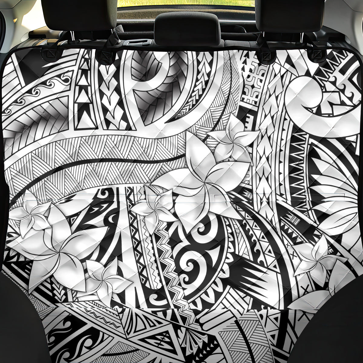Polynesia Back Car Seat Cover Tribal Polynesian Spirit With White Pacific Flowers LT9 - Wonder Print Shop