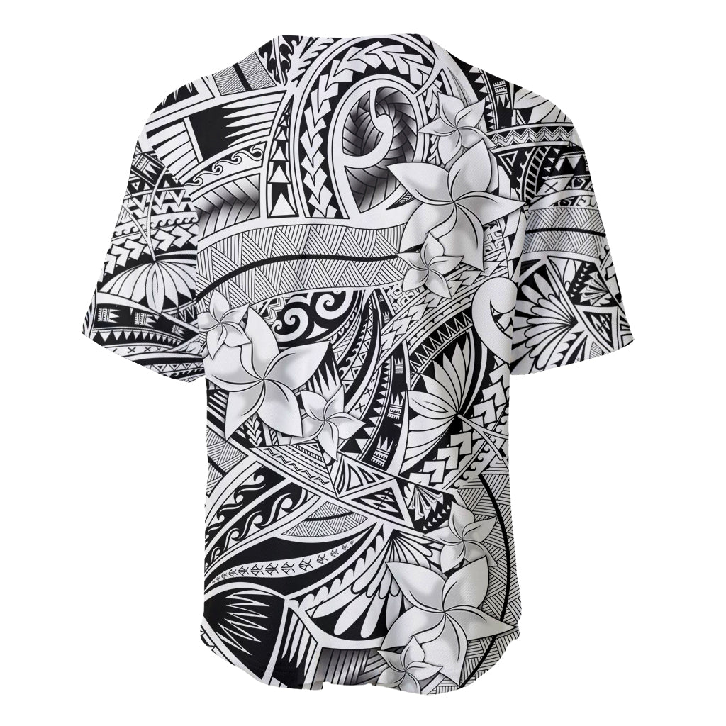 Polynesia Baseball Jersey Tribal Polynesian Spirit With White Pacific Flowers LT9 - Wonder Print Shop