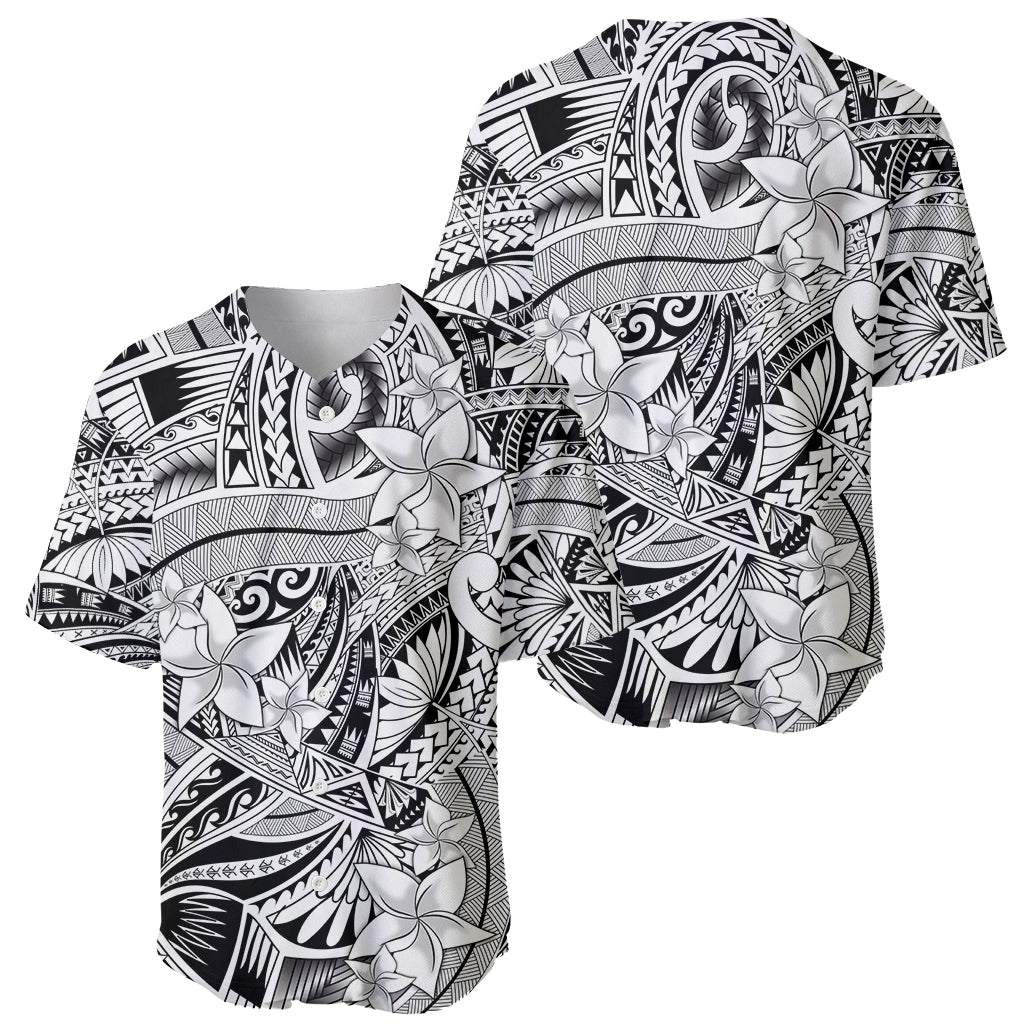 Polynesia Baseball Jersey Tribal Polynesian Spirit With White Pacific Flowers LT9 - Wonder Print Shop