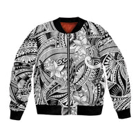 Polynesia Bomber Jacket Tribal Polynesian Spirit With White Pacific Flowers LT9 - Wonder Print Shop