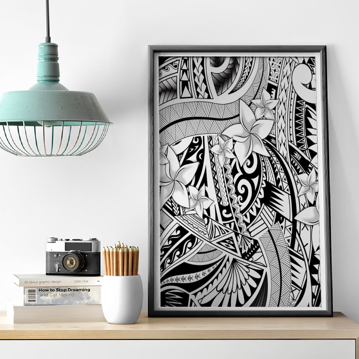 Polynesia Canvas Wall Art Tribal Polynesian Spirit With White Pacific Flowers LT9 - Wonder Print Shop