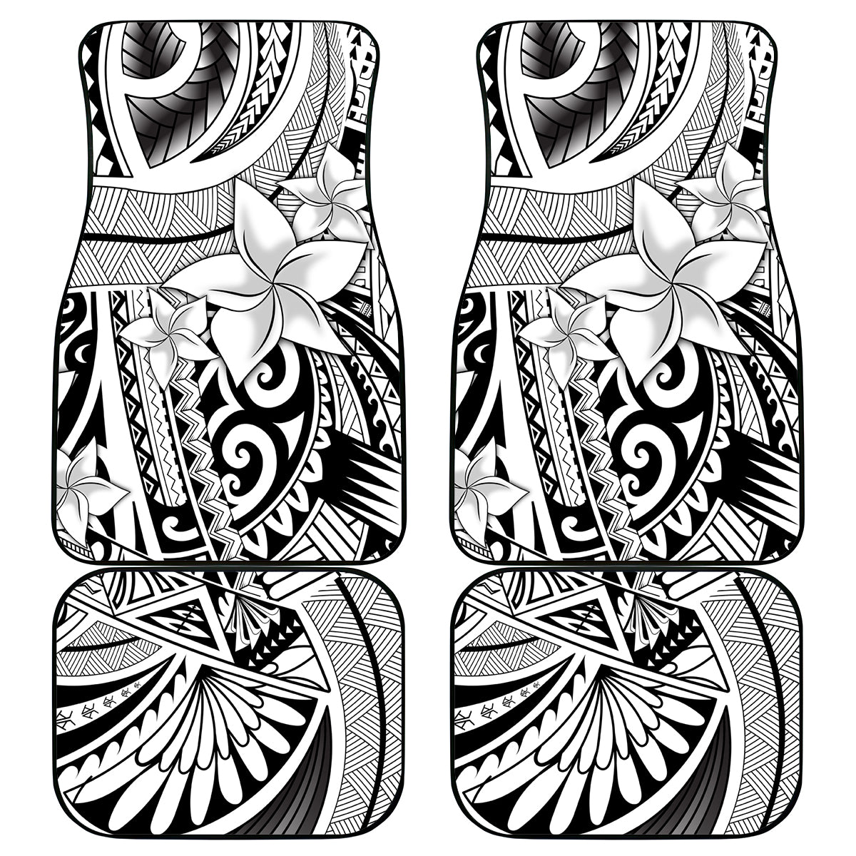 Polynesia Car Mats Tribal Polynesian Spirit With White Pacific Flowers LT9 - Wonder Print Shop