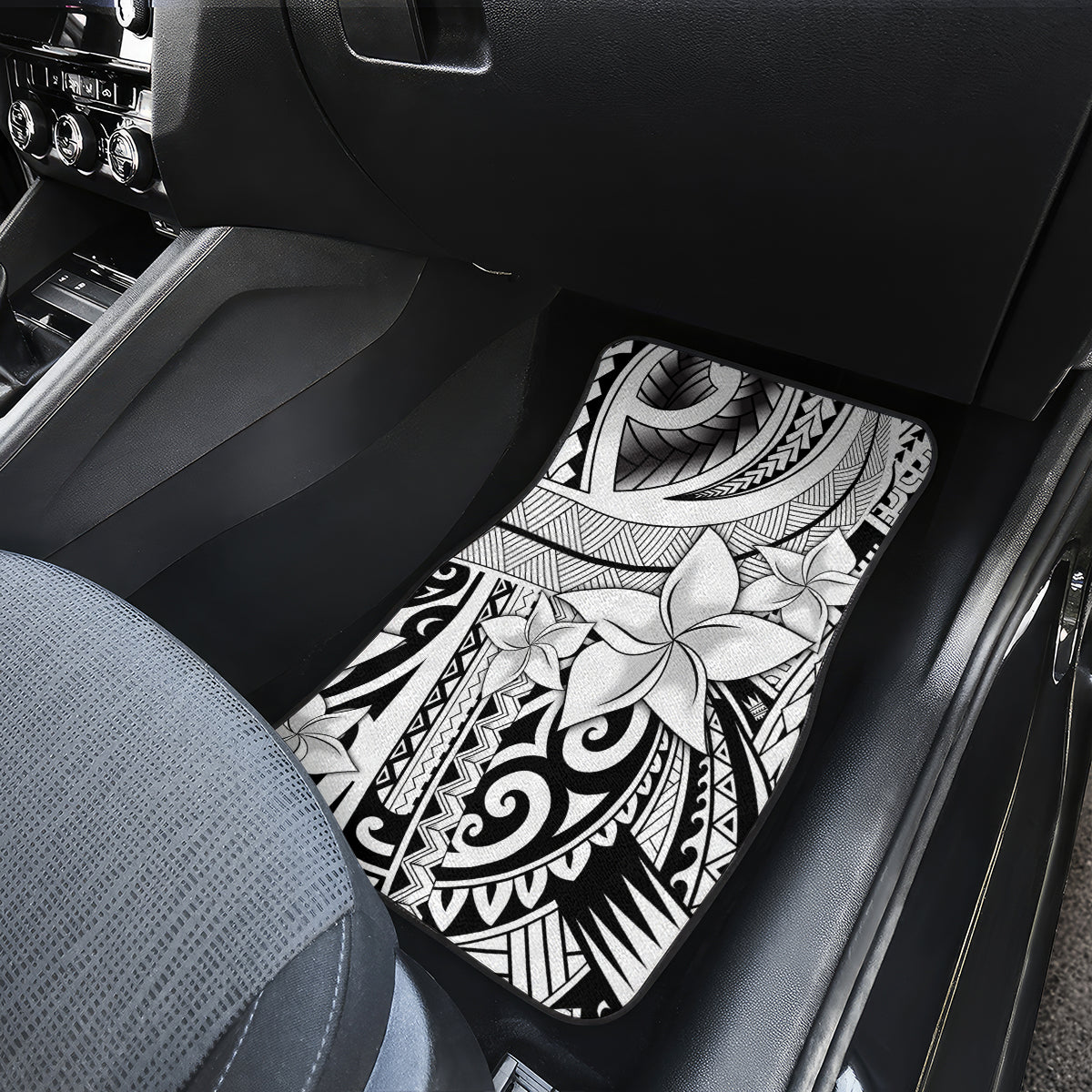 Polynesia Car Mats Tribal Polynesian Spirit With White Pacific Flowers LT9 - Wonder Print Shop
