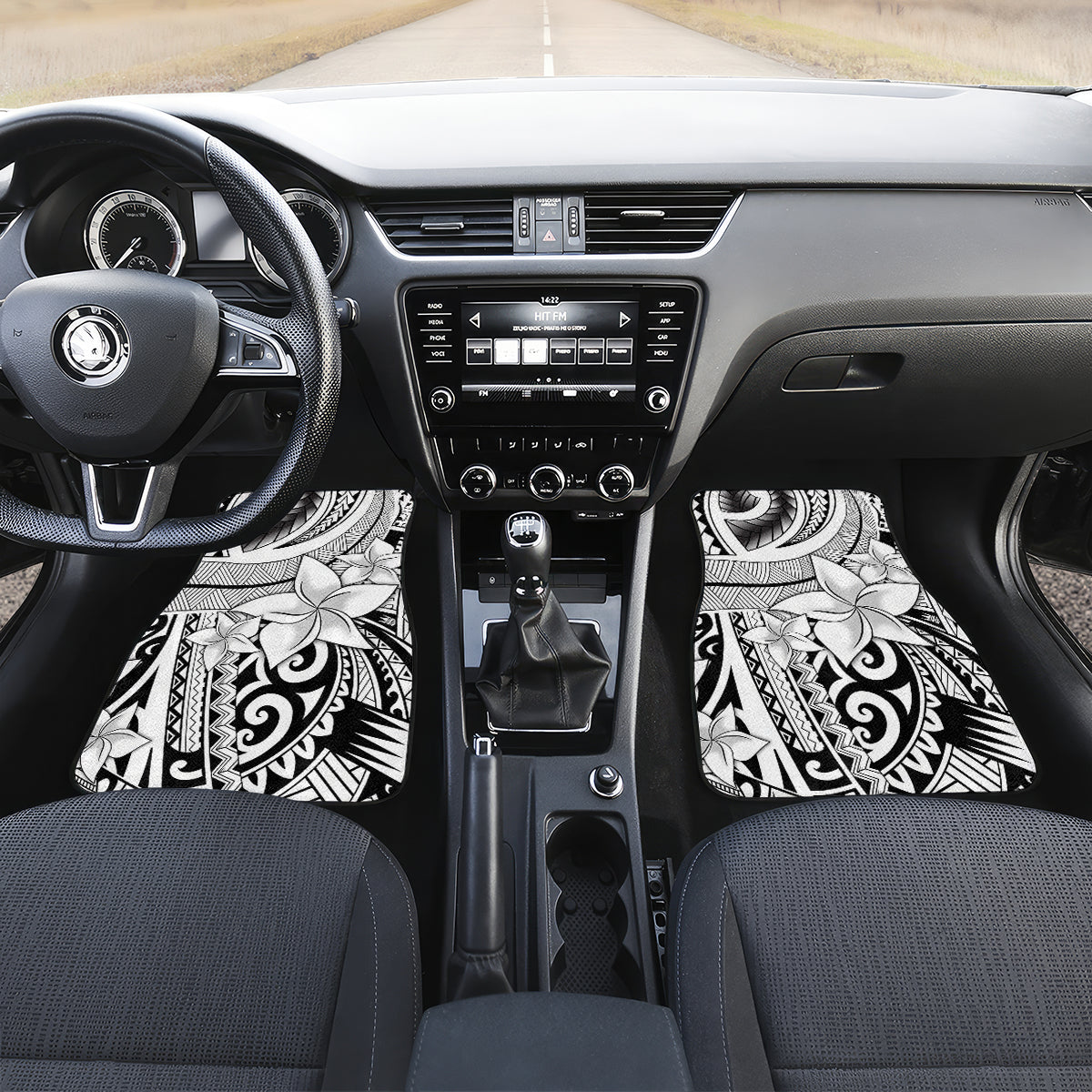 Polynesia Car Mats Tribal Polynesian Spirit With White Pacific Flowers LT9 - Wonder Print Shop