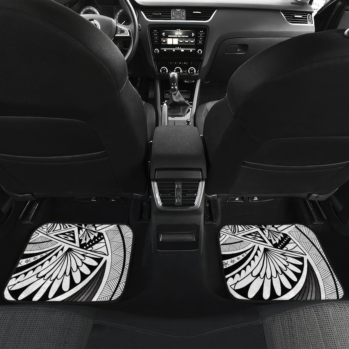 Polynesia Car Mats Tribal Polynesian Spirit With White Pacific Flowers LT9 - Wonder Print Shop