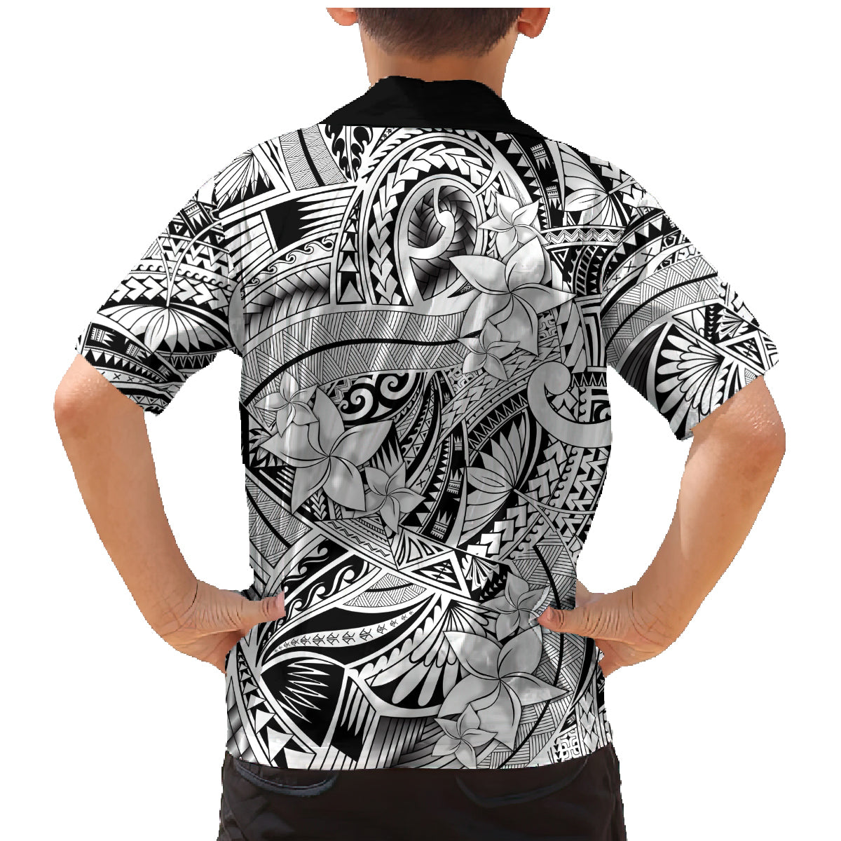 Polynesia Family Matching Mermaid Dress and Hawaiian Shirt Tribal Polynesian Spirit With White Pacific Flowers LT9 - Wonder Print Shop