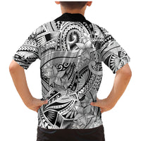 Polynesia Family Matching Mermaid Dress and Hawaiian Shirt Tribal Polynesian Spirit With White Pacific Flowers LT9 - Wonder Print Shop