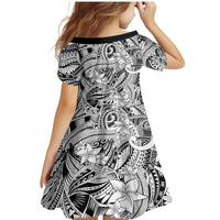 Polynesia Family Matching Mermaid Dress and Hawaiian Shirt Tribal Polynesian Spirit With White Pacific Flowers LT9 - Wonder Print Shop