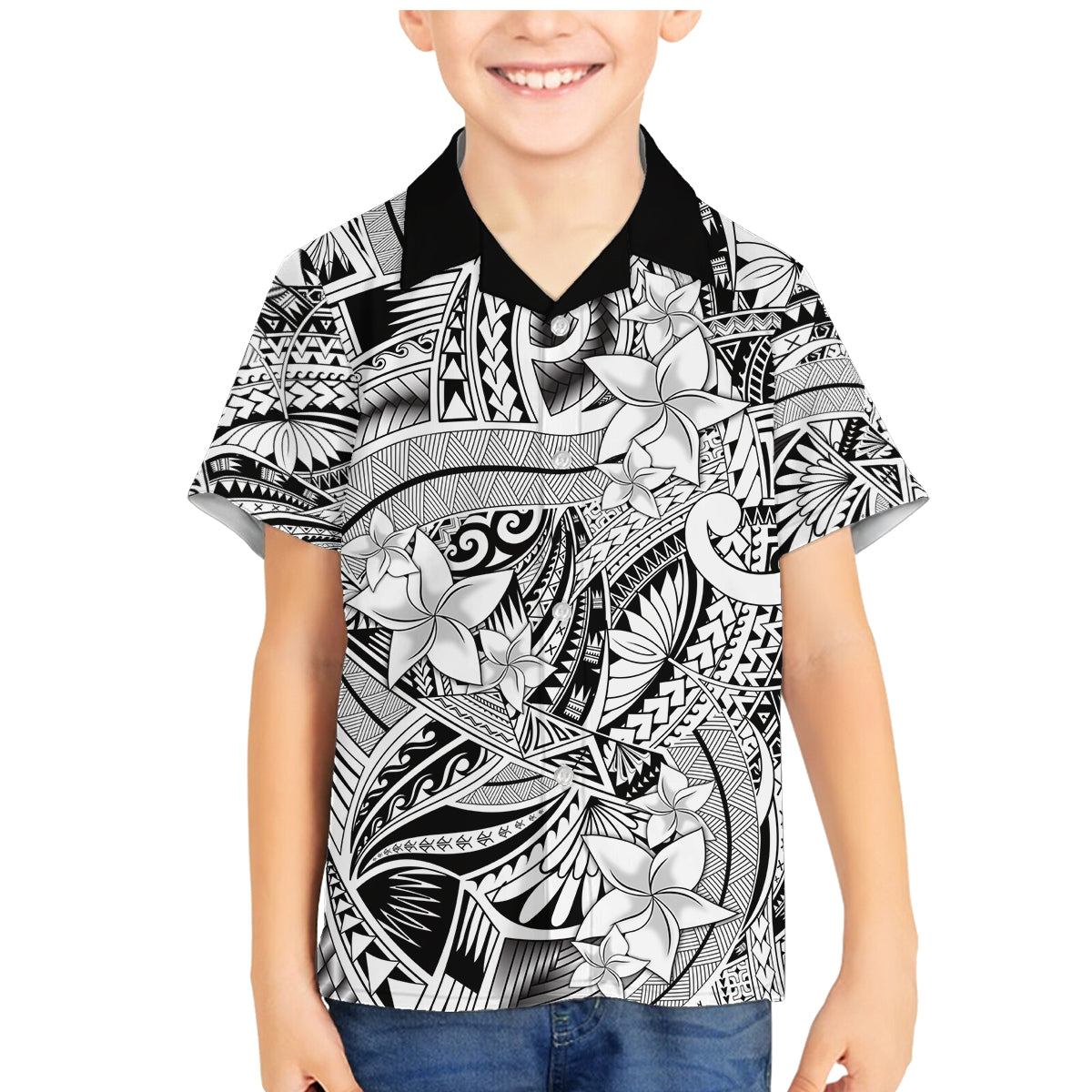 Polynesia Family Matching Mermaid Dress and Hawaiian Shirt Tribal Polynesian Spirit With White Pacific Flowers LT9 - Wonder Print Shop