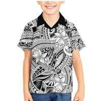 Polynesia Family Matching Mermaid Dress and Hawaiian Shirt Tribal Polynesian Spirit With White Pacific Flowers LT9 - Wonder Print Shop