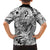 Polynesia Family Matching Off Shoulder Short Dress and Hawaiian Shirt Tribal Polynesian Spirit With White Pacific Flowers LT9 - Wonder Print Shop