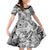 Polynesia Family Matching Off Shoulder Short Dress and Hawaiian Shirt Tribal Polynesian Spirit With White Pacific Flowers LT9 - Wonder Print Shop