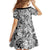 Polynesia Family Matching Off Shoulder Short Dress and Hawaiian Shirt Tribal Polynesian Spirit With White Pacific Flowers LT9 - Wonder Print Shop