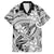 Polynesia Family Matching Off Shoulder Short Dress and Hawaiian Shirt Tribal Polynesian Spirit With White Pacific Flowers LT9 - Wonder Print Shop