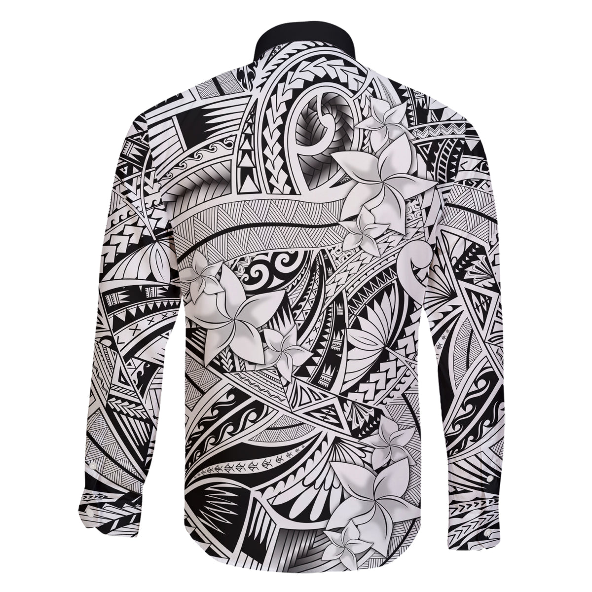 Polynesia Family Matching Short Sleeve Bodycon Dress and Hawaiian Shirt Tribal Polynesian Spirit With White Pacific Flowers - Wonder Print Shop