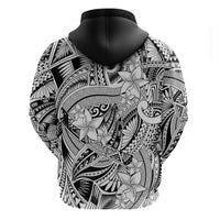 Polynesia Hoodie Tribal Polynesian Spirit With White Pacific Flowers - Wonder Print Shop