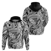 Polynesia Hoodie Tribal Polynesian Spirit With White Pacific Flowers - Wonder Print Shop