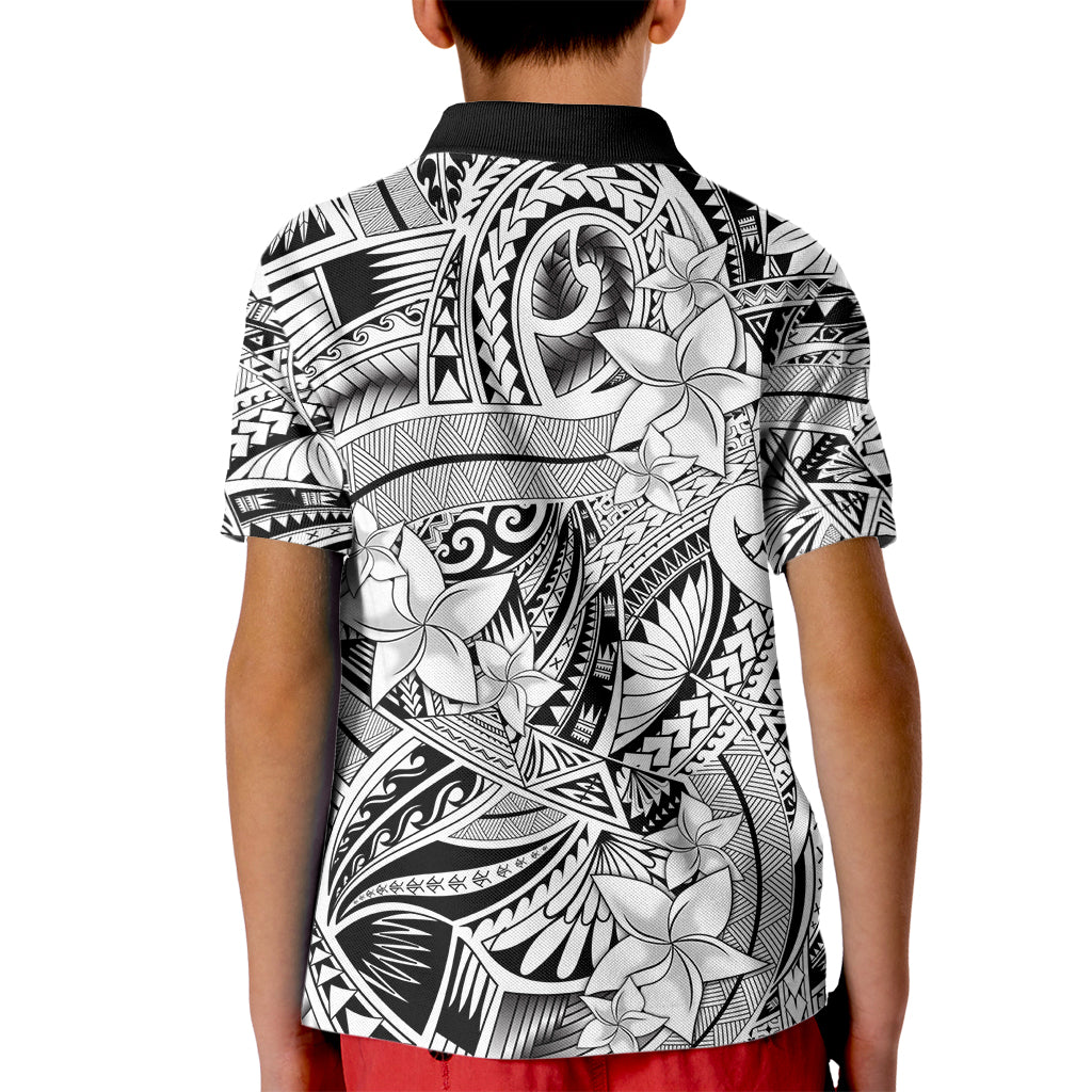 Polynesia Kid Polo Shirt Tribal Polynesian Spirit With White Pacific Flowers - Wonder Print Shop