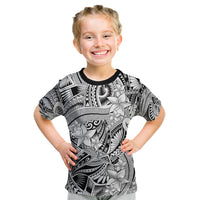 Polynesia Kid T Shirt Tribal Polynesian Spirit With White Pacific Flowers - Wonder Print Shop
