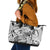 Polynesia Leather Tote Bag Tribal Polynesian Spirit With White Pacific Flowers - Wonder Print Shop
