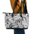 Polynesia Leather Tote Bag Tribal Polynesian Spirit With White Pacific Flowers - Wonder Print Shop