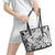 Polynesia Leather Tote Bag Tribal Polynesian Spirit With White Pacific Flowers - Wonder Print Shop