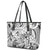 Polynesia Leather Tote Bag Tribal Polynesian Spirit With White Pacific Flowers - Wonder Print Shop