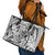 Polynesia Leather Tote Bag Tribal Polynesian Spirit With White Pacific Flowers - Wonder Print Shop