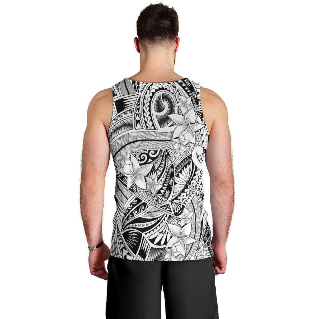 Polynesia Men Tank Top Tribal Polynesian Spirit With White Pacific Flowers - Wonder Print Shop