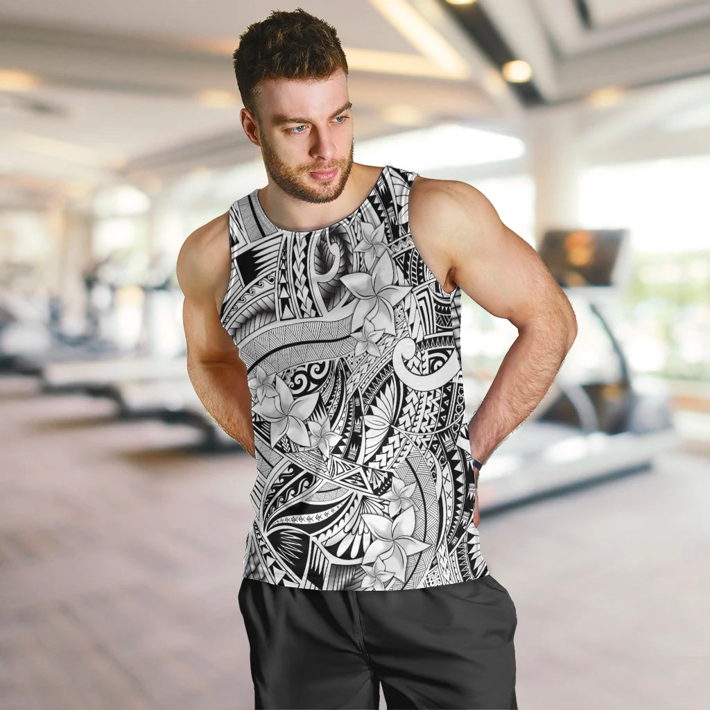 Polynesia Men Tank Top Tribal Polynesian Spirit With White Pacific Flowers - Wonder Print Shop