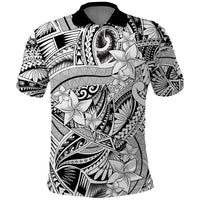 Polynesia Polo Shirt Tribal Polynesian Spirit With White Pacific Flowers - Wonder Print Shop