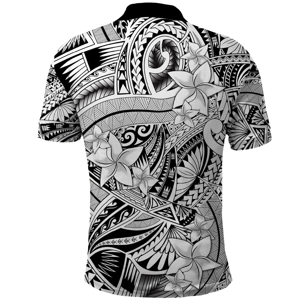 Polynesia Polo Shirt Tribal Polynesian Spirit With White Pacific Flowers - Wonder Print Shop