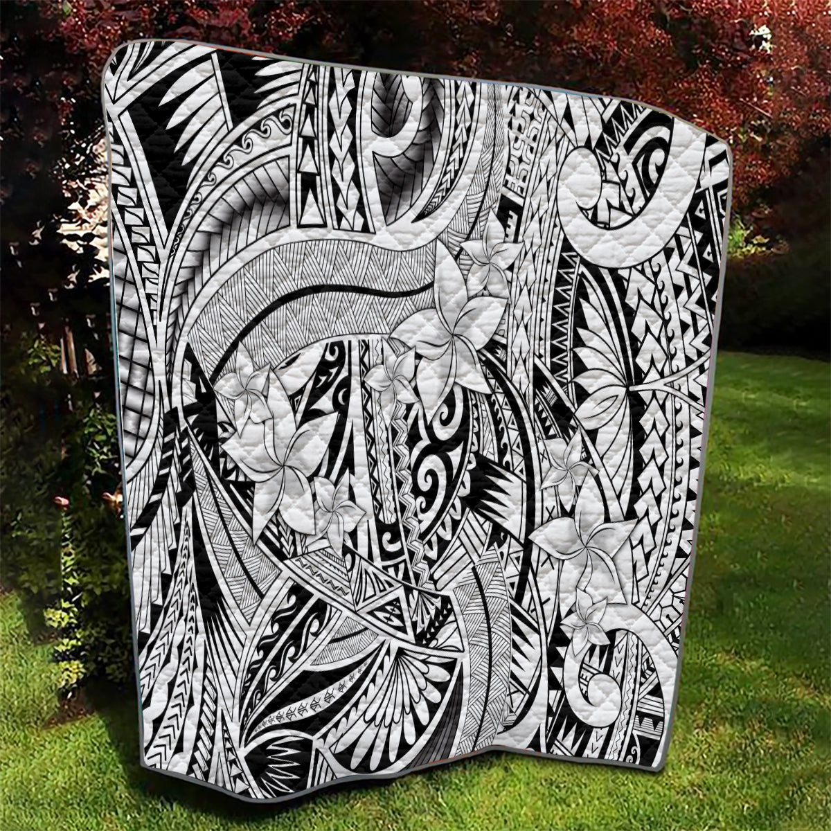 Polynesia Quilt Tribal Polynesian Spirit With White Pacific Flowers - Wonder Print Shop