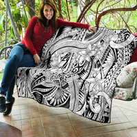 Polynesia Quilt Tribal Polynesian Spirit With White Pacific Flowers - Wonder Print Shop
