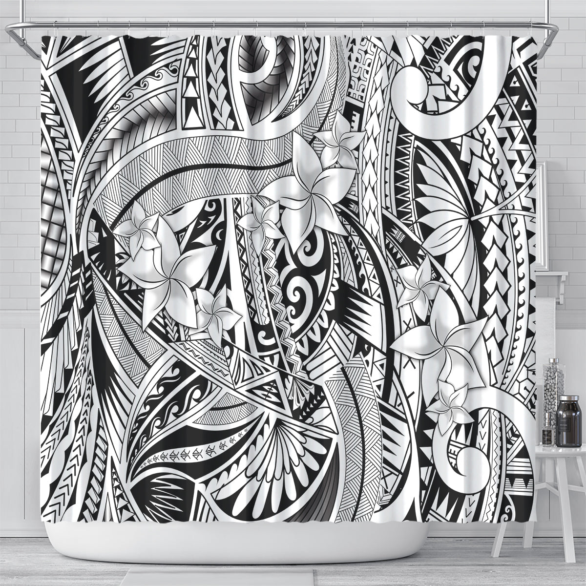 polynesia-shower-curtain-tribal-polynesian-spirit-with-white-pacific-flowers