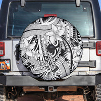 Polynesia Spare Tire Cover Tribal Polynesian Spirit With White Pacific Flowers - Wonder Print Shop