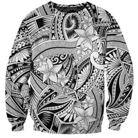 Polynesia Sweatshirt Tribal Polynesian Spirit With White Pacific Flowers - Wonder Print Shop