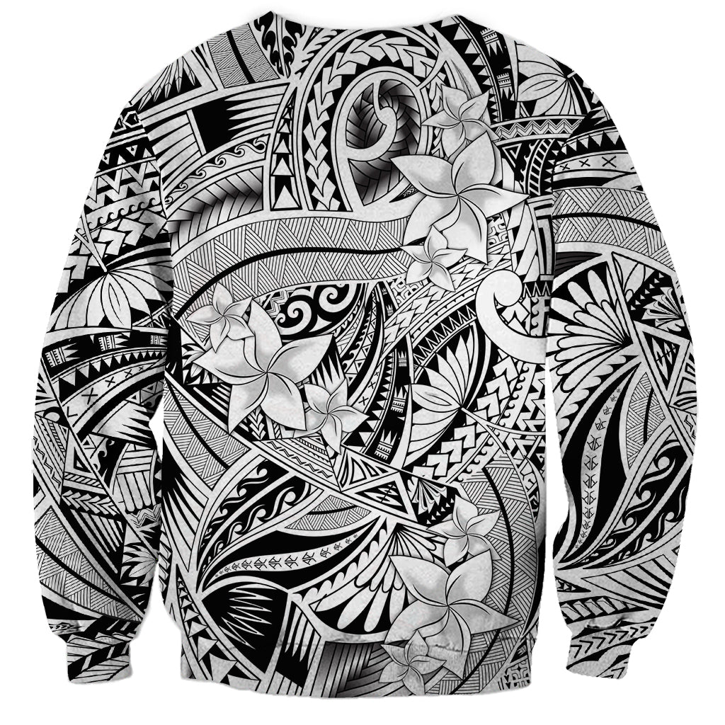 Polynesia Sweatshirt Tribal Polynesian Spirit With White Pacific Flowers - Wonder Print Shop
