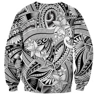 Polynesia Sweatshirt Tribal Polynesian Spirit With White Pacific Flowers - Wonder Print Shop