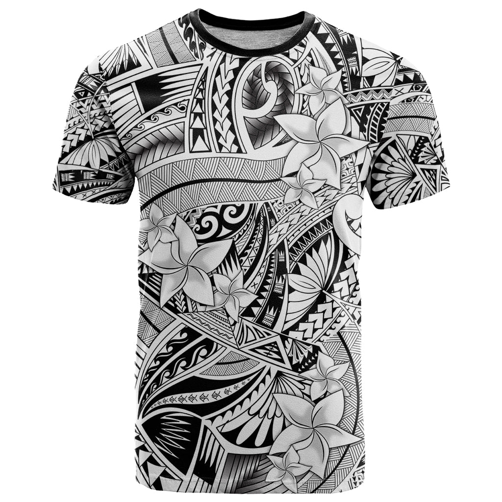 Polynesia T Shirt Tribal Polynesian Spirit With White Pacific Flowers - Wonder Print Shop