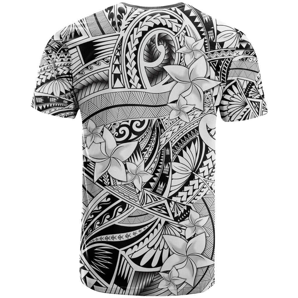Polynesia T Shirt Tribal Polynesian Spirit With White Pacific Flowers - Wonder Print Shop