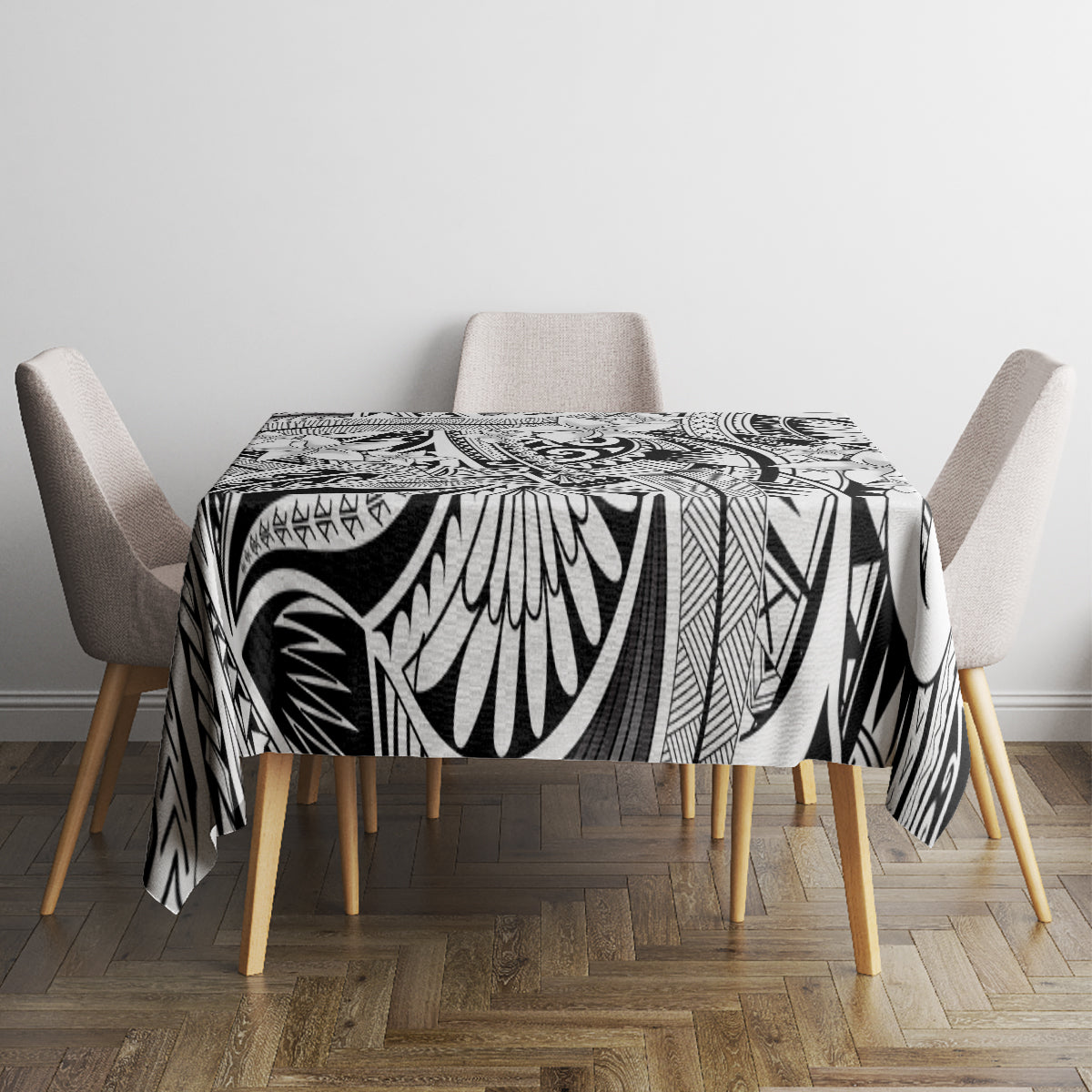 Polynesia Tablecloth Tribal Polynesian Spirit With White Pacific Flowers - Wonder Print Shop