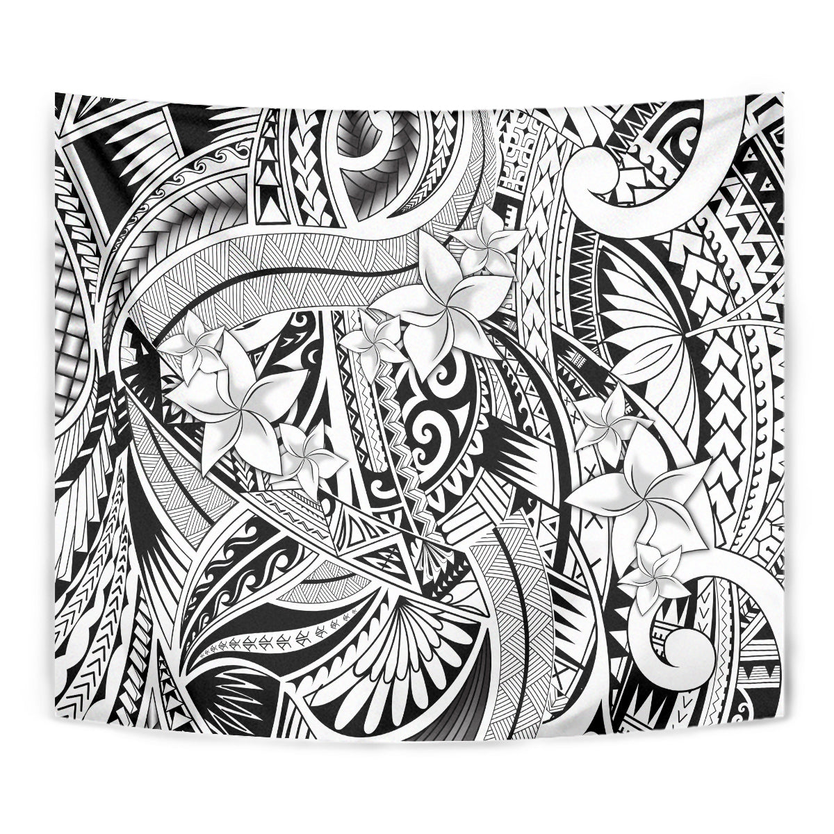 Polynesia Tapestry Tribal Polynesian Spirit With White Pacific Flowers - Wonder Print Shop