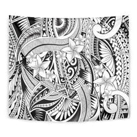Polynesia Tapestry Tribal Polynesian Spirit With White Pacific Flowers - Wonder Print Shop
