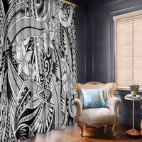 Polynesia Window Curtain Tribal Polynesian Spirit With White Pacific Flowers - Wonder Print Shop