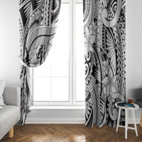Polynesia Window Curtain Tribal Polynesian Spirit With White Pacific Flowers - Wonder Print Shop