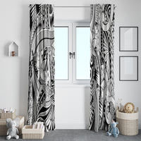 Polynesia Window Curtain Tribal Polynesian Spirit With White Pacific Flowers - Wonder Print Shop
