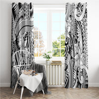Polynesia Window Curtain Tribal Polynesian Spirit With White Pacific Flowers - Wonder Print Shop