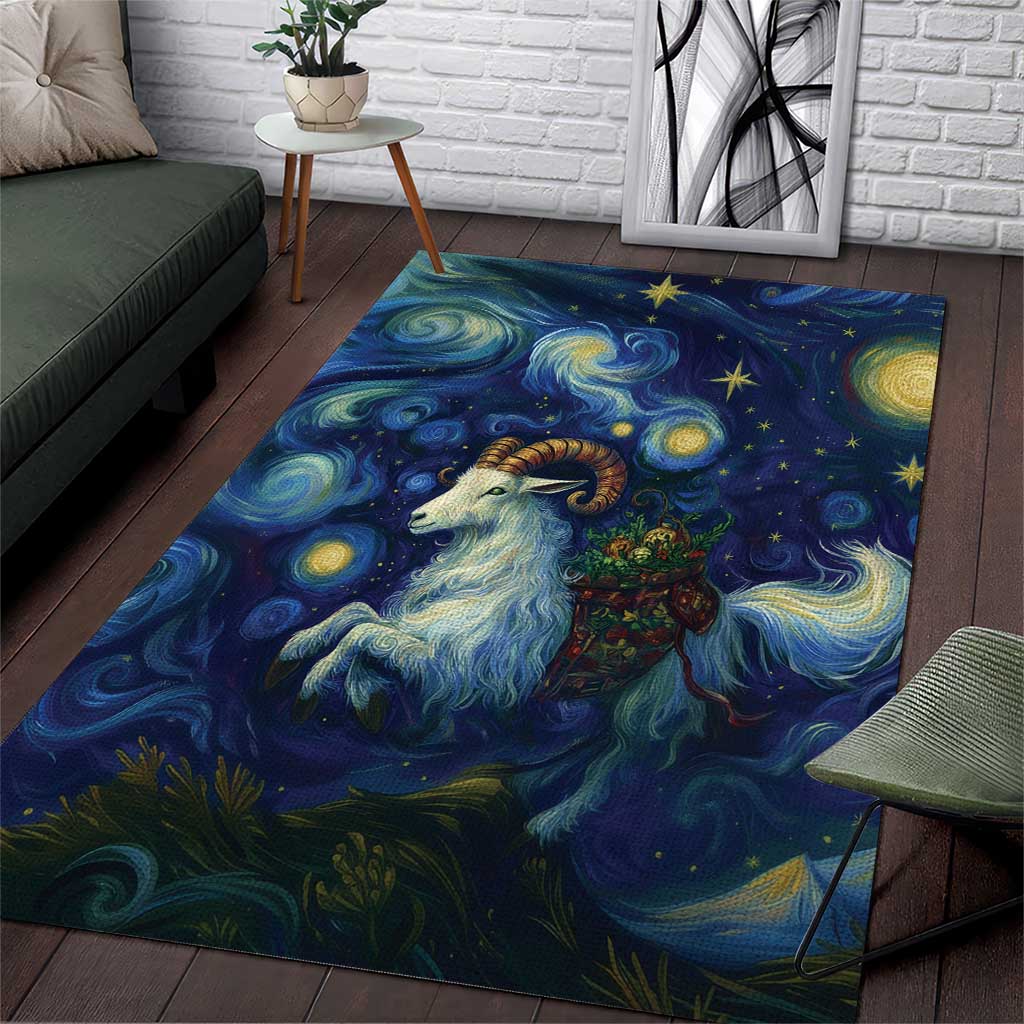 Yule Goat Starry Night Area Rug LT9 - Wonder Print Shop